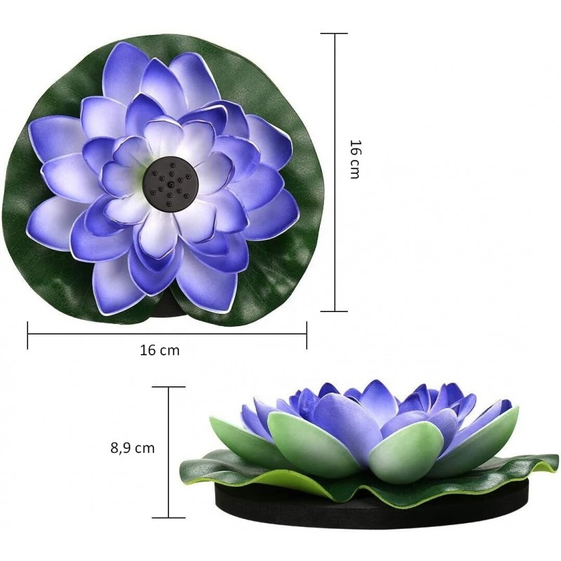 Fließender Solarspringbrunnen „Blühende Seerose“ (Blau)