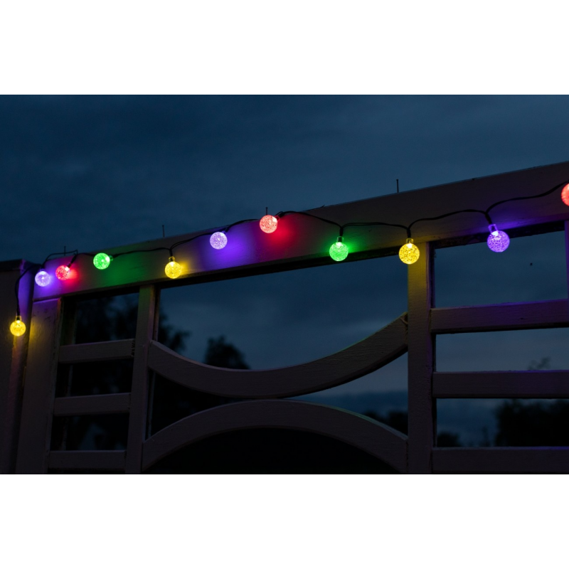 Aurora Solar Party Lichterkette mit 50 bunten LED-Leuchtkugeln