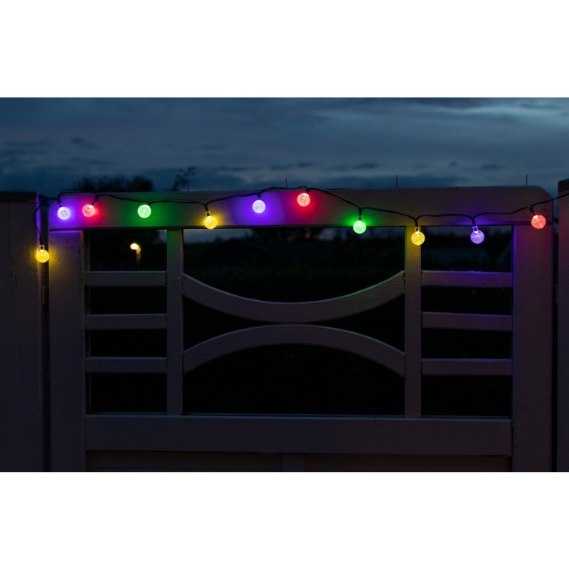 Aurora Solar Party Lichterkette mit 50 bunten LED-Leuchtkugeln