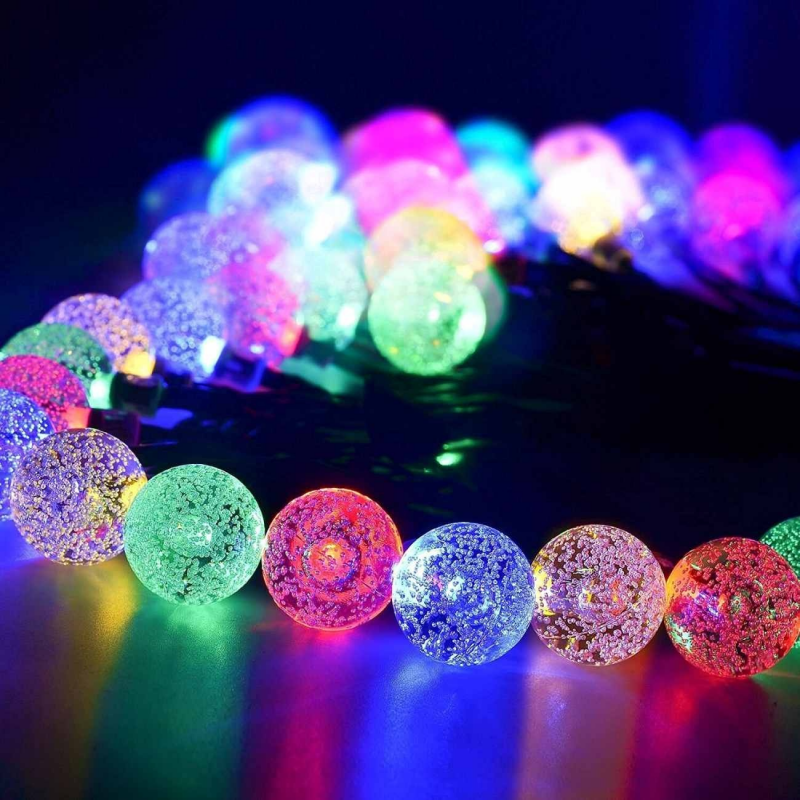 Aurora Solar Party Lichterkette mit 50 bunten LED-Leuchtkugeln