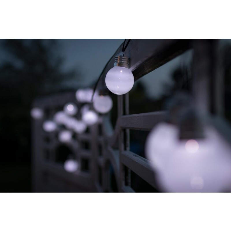 ELAN Solar Party Lichterkette mit 20 Glühbirnen in Kaltweiß