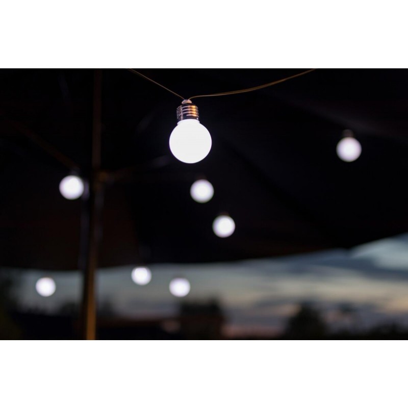 ELAN Solar Party Lichterkette mit 20 Glühbirnen in Kaltweiß