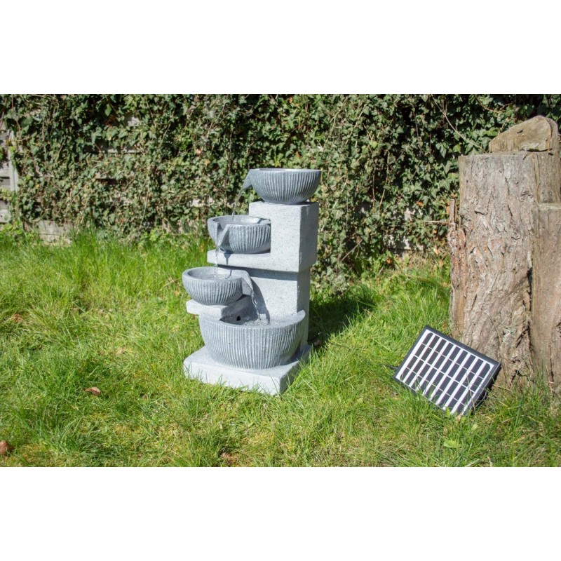 Solcelle fontæne med batteri "Stenkrukker"