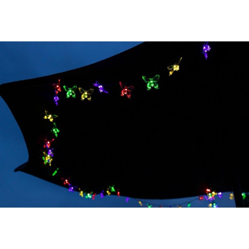 Aurora Solar Party Lichterkette mit 50 bunten LED-Schmetterlingen