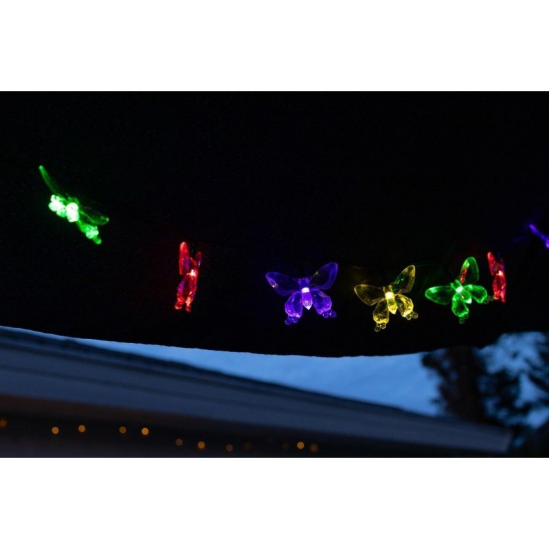Aurora Solar Party Lichterkette mit 50 bunten LED-Schmetterlingen