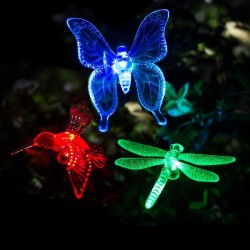 Farbwechselnde LED Solar Leuchtfiguren (Schmetterling/ Libelle/ Kolibri)