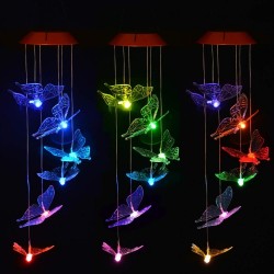 Solar Mobile mit bunt leuchtenden LED Schmetterlingen